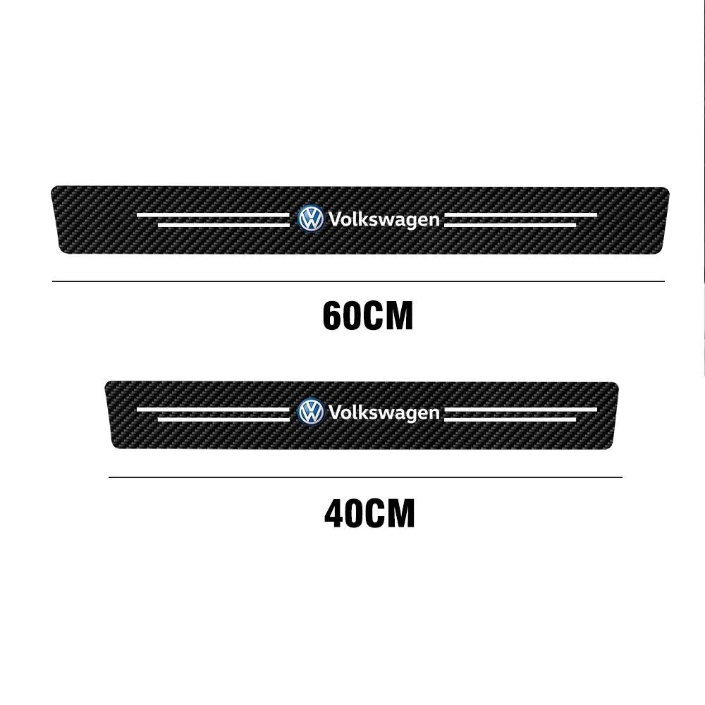T244Pcs Leather Carbon Fiber Car Door Sill Protector Strip Stickers for Volkswagen VW GTI R Line R32 Touareg MK7 Passat Polo Jetta