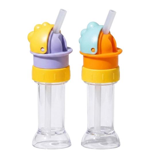 Water Bottle Straw Lid Leak-Proof Adapter for Kids Adults Portable Conversion Cap with Built-in Straw And Flip-Top Spill Resistant Lid Fits Most