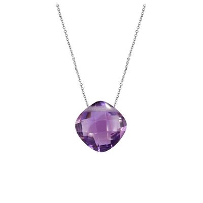 [Q6770] - Silver 'Meghan' Amethyst Silver Necklace (rhodium-plated) - 8x8 Mm