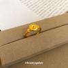 Chinese 24k Gold Gourd Coin Open Ring - Geometric High-End Jewelry for Women
