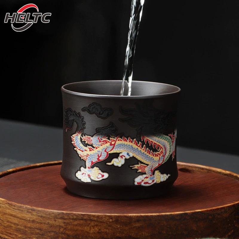 Dragon Phoenix Tea Cup Chinese Style Color-changing Purple Clay Tea Cup Anti-Scald Tea Brewer Tea Bowl Drinkware Tea Set