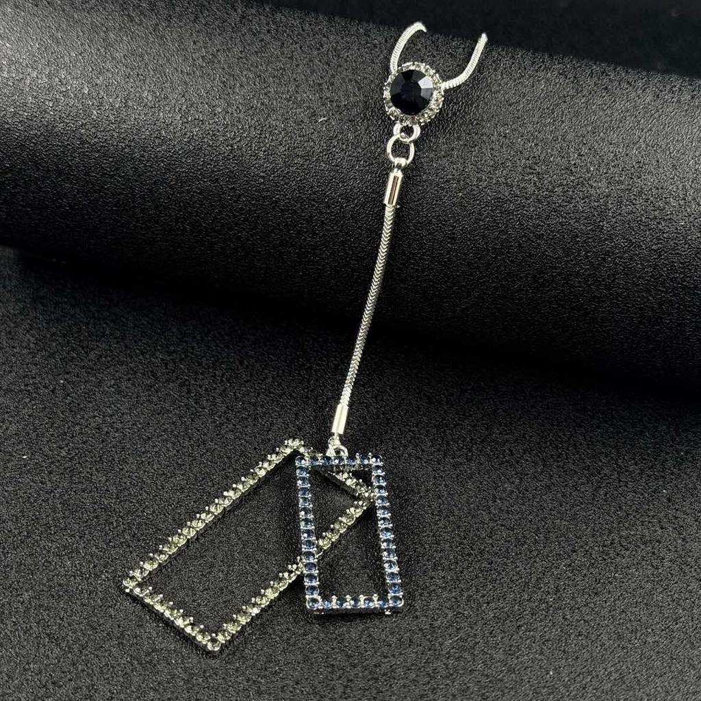 Luxe Geometric Diamond Tassel Sweater Chain Necklace