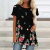 Túnicas Casuales Informales para Mujer con Estampado, Cuello Redondo, Dobladillo Irregular y Manga Corta