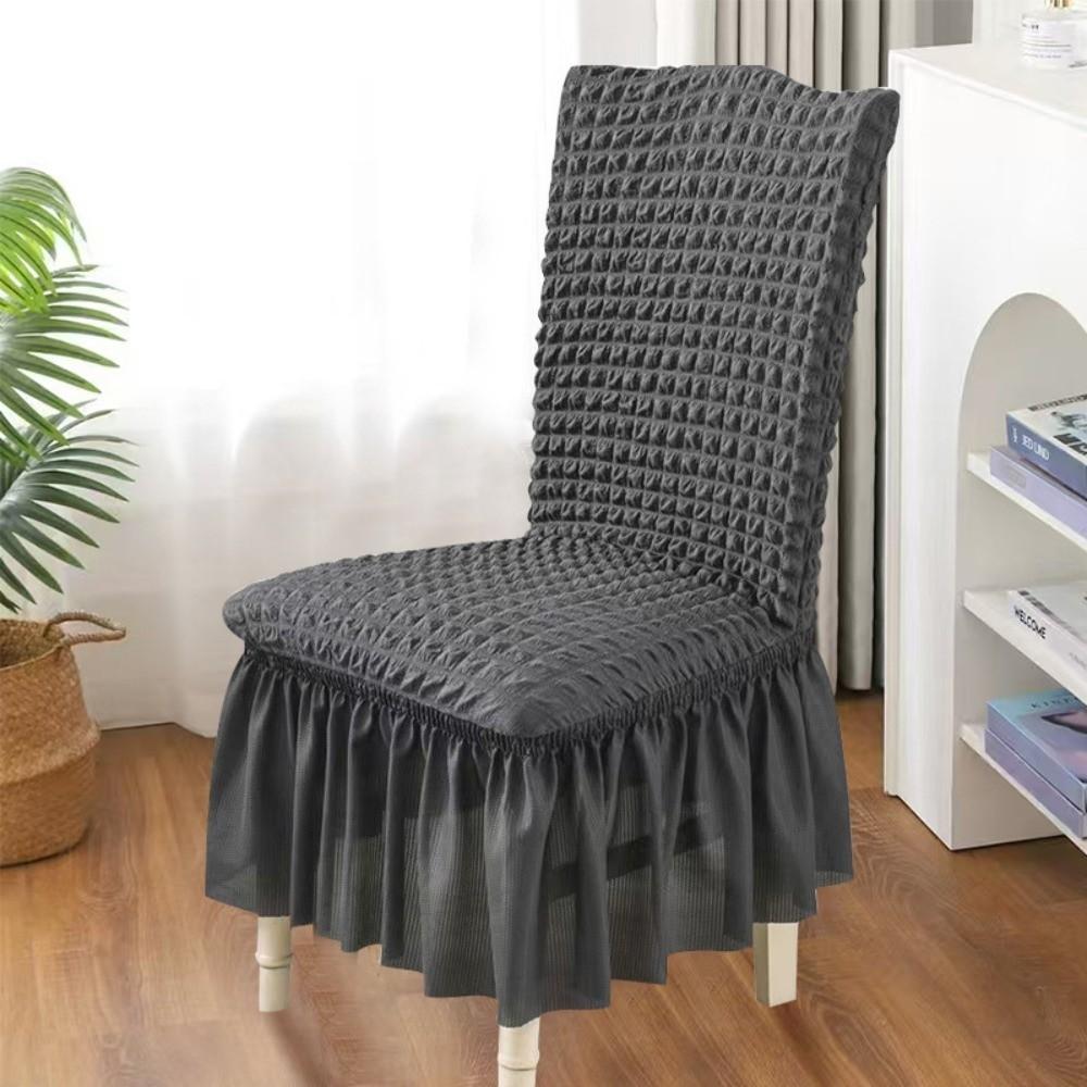 Seersucker Stretch Puff Chair Cover Long Skirt Universal Chair Slipcover Removable Elasticity Backrest Chair Case Home Use
