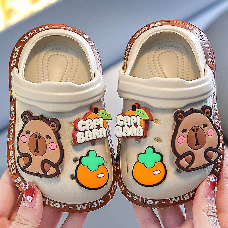 

Детские сандалии, тапочки, летние туфли Baotou Hole для детей от 1 до 6 лет, 2 маленьких ребенка, мягкие нескользящие детские сандалии 23 хаки