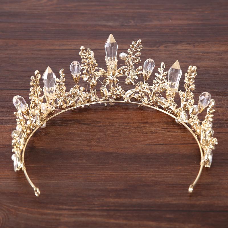 Gold Color Crystal Tiaras And Crowns Pearl Rhinestone Prom Daidem Crown Bridal Wedding Hair Accessories Jewelry Crown Tiara Gift