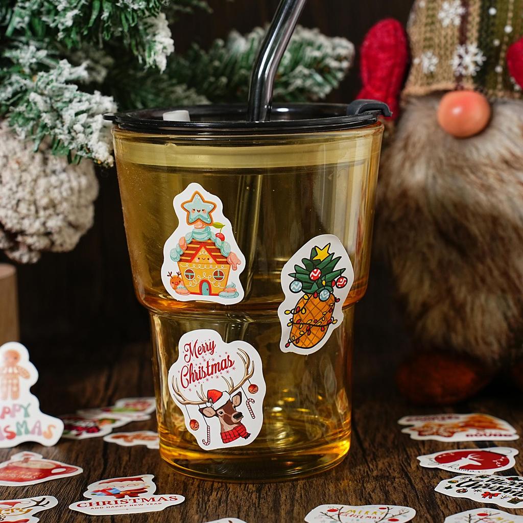 46/52pcs Merry Christmas Stickers Set Mini Letters Notes Sticker for DIY Decoration Album Diary Gift Seal
