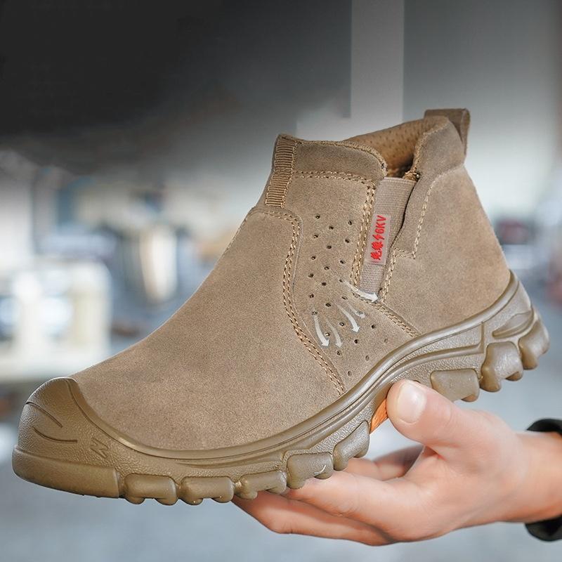 large size men's casual steel toe caps work boots cow suede leather safety shoes security chelsea boot safe ankle botas protect