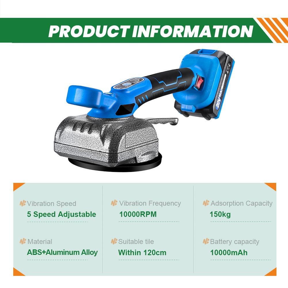 5 Gear Adjustable Tiles Tiling Machine Efficient Cordless Rechargeable Tile Vibrator Suction Cup Tool For 18V Battery