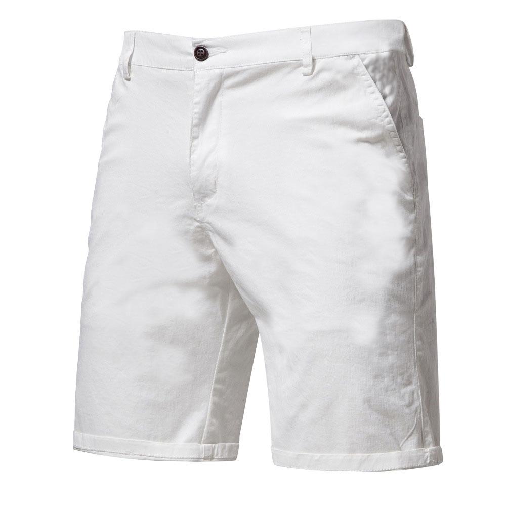 Sommer Baumwolle Uni Shorts Herren Hohe Qualität Lässig Business Sozial Elastischer Bund Herren Shorts Badeshorts Gerade Fünf-Punkt-Hose Werkzeugshorts Herren
