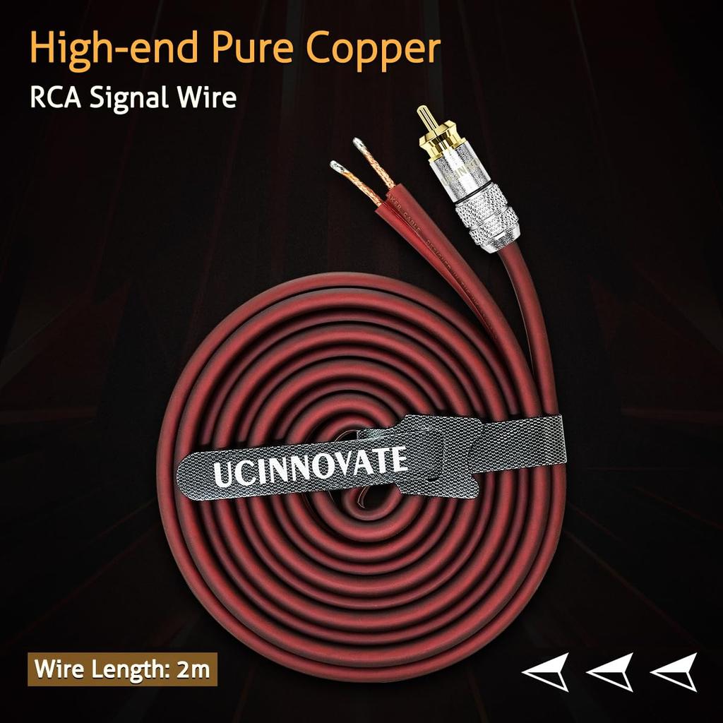 RCA to Bare Wire Speaker 1 Pack OFC 14AWG RCA Jack Plug Adapter Connector RCA Lead to Bare Wire End Audio Cable Cable, 2m/6.56Ft