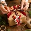 Wooden Santa Claus Decorations 8/16/24/32Pcs 2D Flat Christmas Ornaments, Riding Bicycle Hanging Rustic Tree Supplies Decor, Pendant for Home Holiday