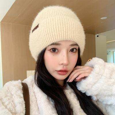Koreanische Version Herbst und Winter Neuer Hut für Damen Ins Gestrickte Wollmütze Einfarbig Vielseitig Winter Warm Pullovermütze Trend