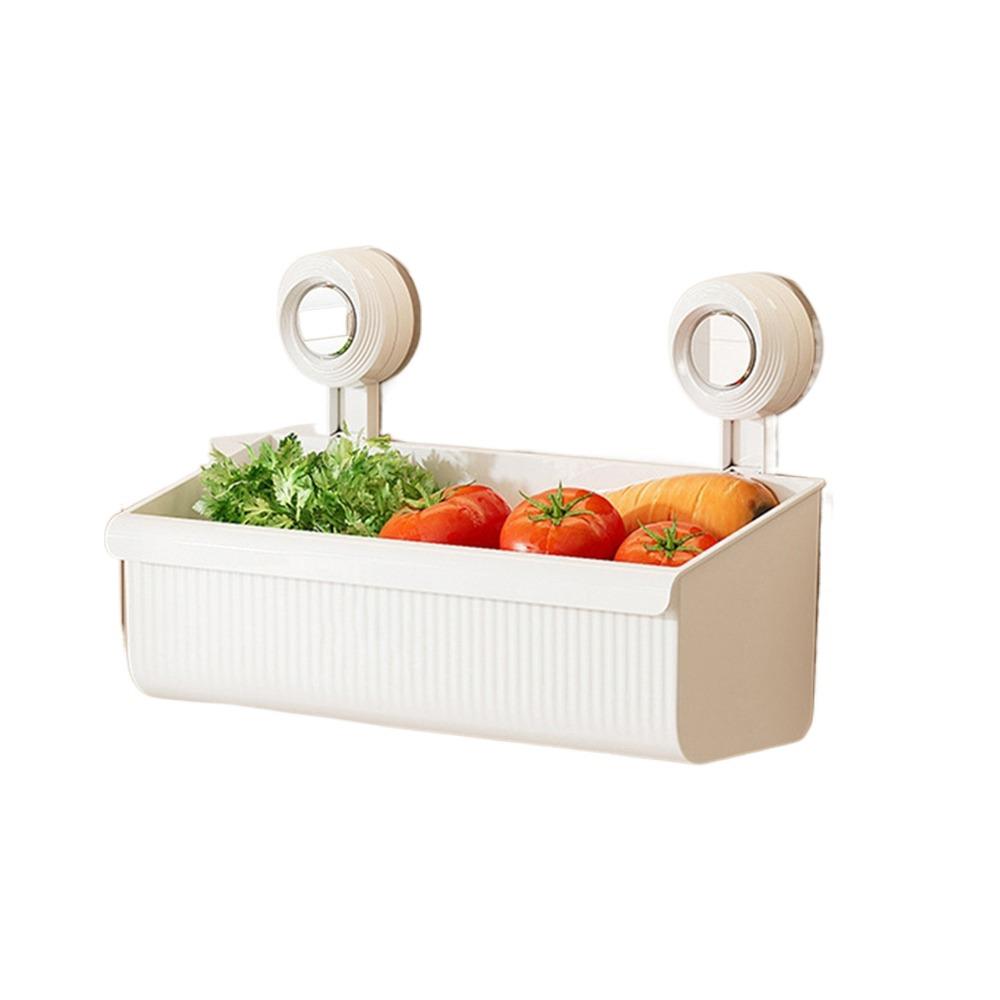 Wall Mounted Suction Cup Storage Basket Punch-free Shower Storage Organizer for Home