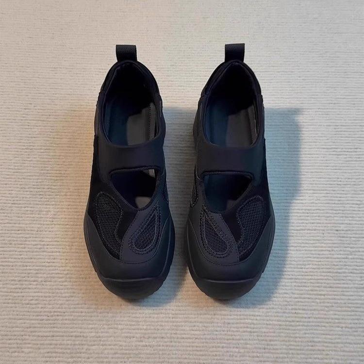 

Туфли Мэри Джейн на платформе женские 2025 новый дизайн спортивной обуви для улицы уродливые милые круглый носок на липучке одинарные туфли 40 чёрный