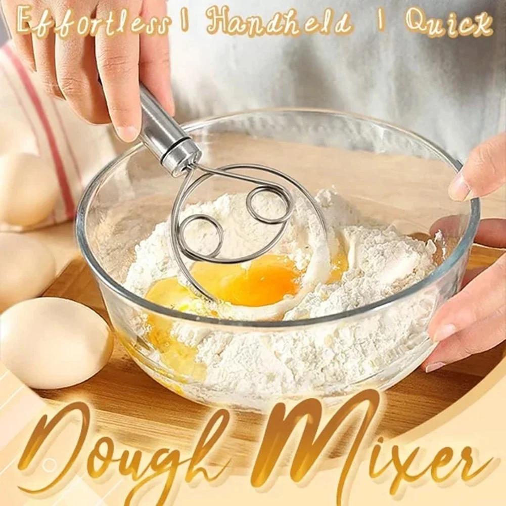 New Dough Whisk Bread Mixer Stainless Steel Cake Pastry Flours Dough Blenders with Hanging Hole Kitchen Baking Blender Tools
