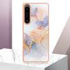 Phone Cover for Sony Xperia 1 IV 5G,YB IMD Series-1 Marble Floral Pattern IMD IML TPU Phone Case