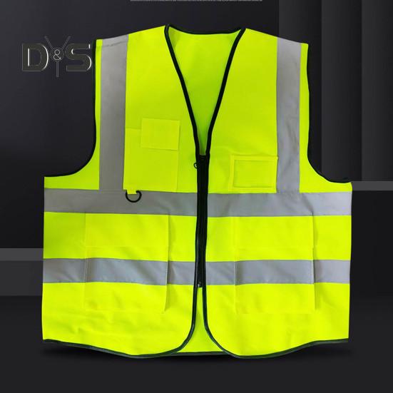 Kamizelka robocza męska damska odblaskowa kamizelka dekolt w serek bez rękawów zamek błyskawiczny plisa oddychająca nocna kamizelka bezpieczeństwa