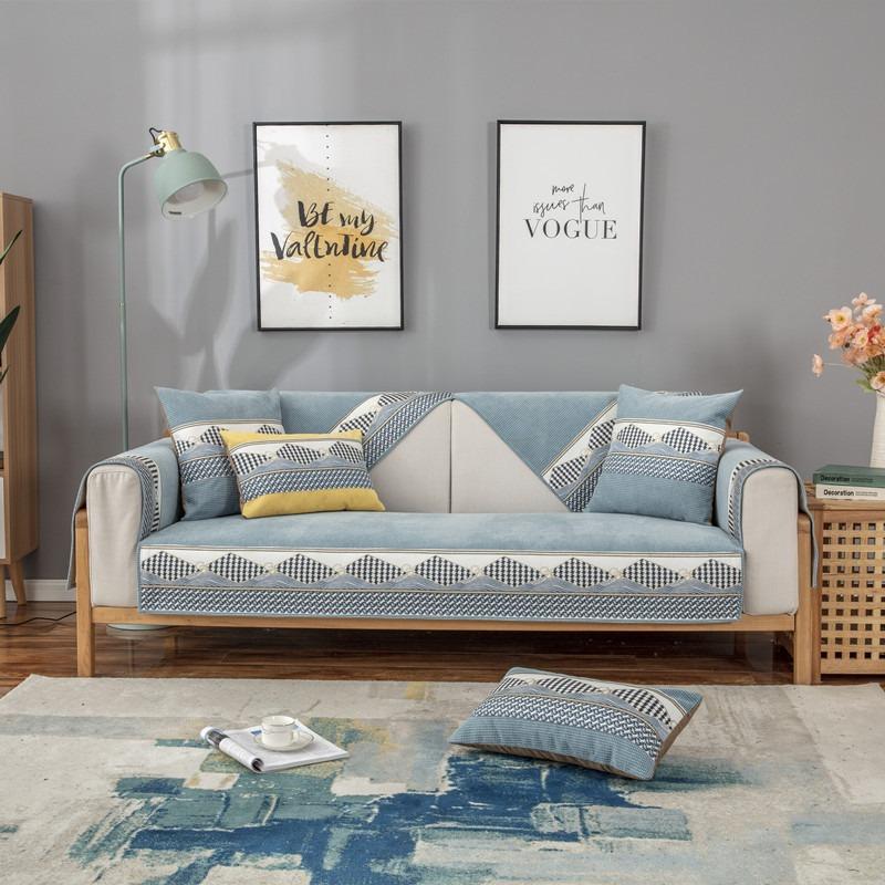 Nordic Einfache Sofa Kissen Vier Jahreszeiten Universal Non-Slip Leder Sofa Abdeckung Chenille High-End Kissen Rückenlehne Handtuch Abdeckung tuch