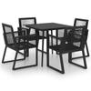 VidaXL Outdoor Dining Set 5 Pcs Rattan PVC Black