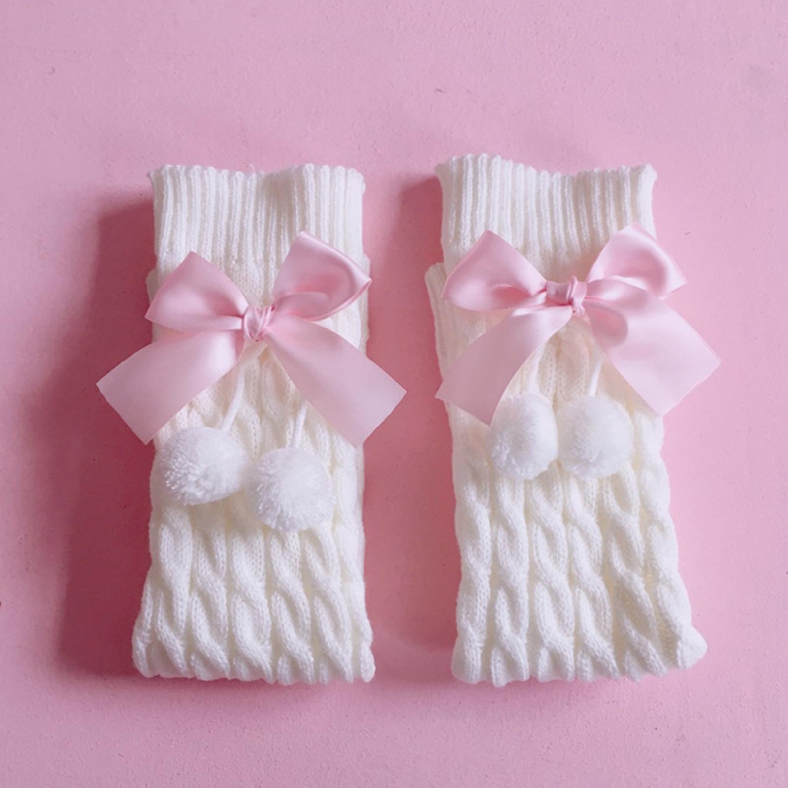 

Pom-pom Bow Leg Warmers Elephant Stockings Mid-calf Socks One Size рожевий