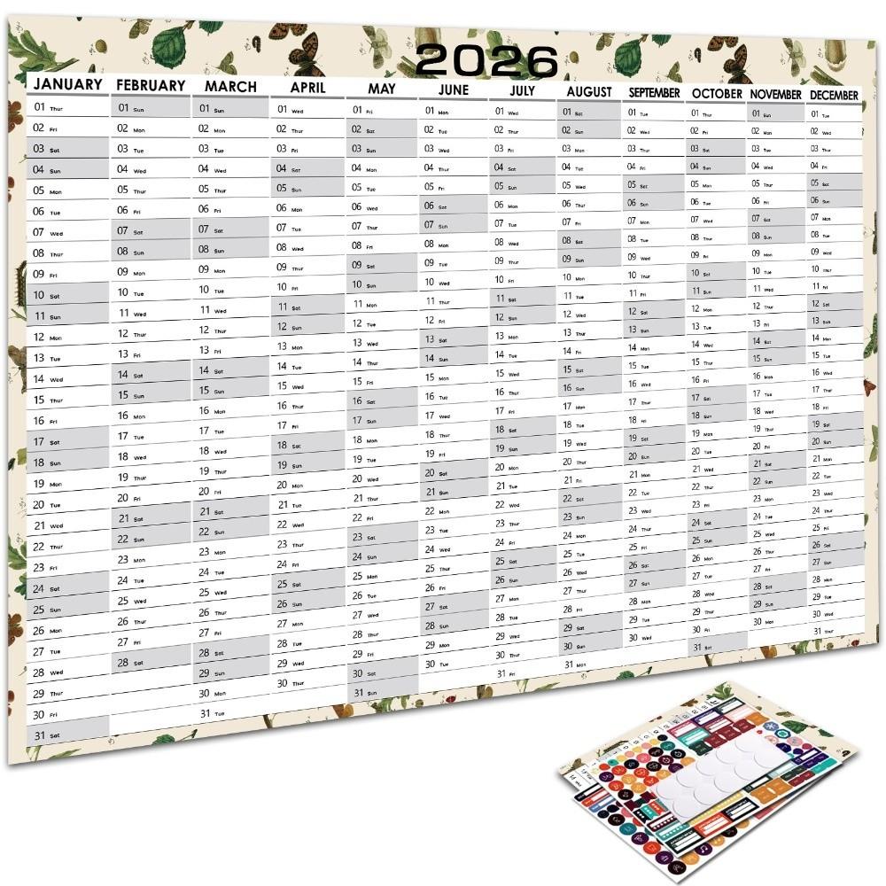 

30x20 in Wall Calendar 2026 Wall Mount Full Year Calendar Reusable Annual Planner Office Use K
