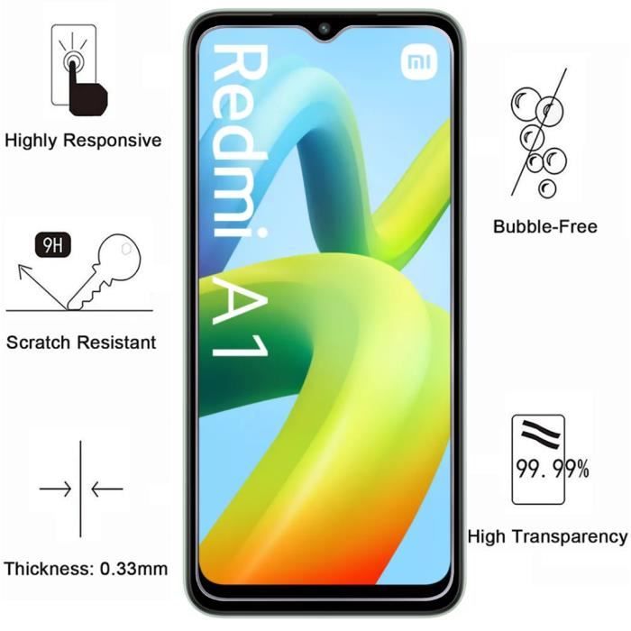 Coque pour Xiaomi Redmi A1 et 2 Verres Trempé Film Protection Ecran Phonillico®