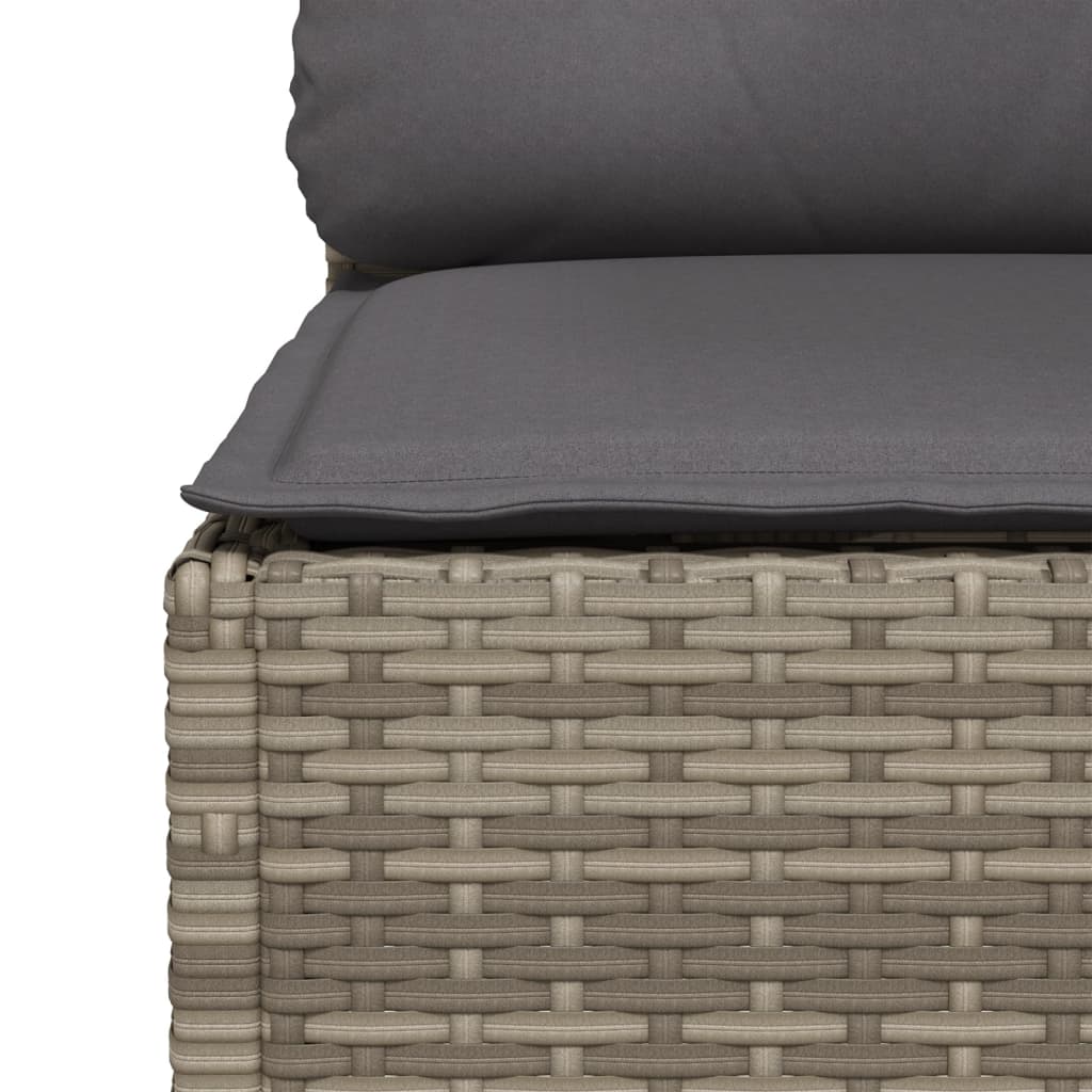 Garden Sofa with Cushions 3 Seater Grey Poly Rattan