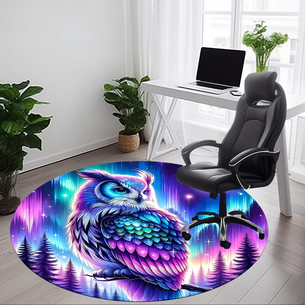 1pc Owl Fantasy Night Chair Carpet for Office, Soft, Non-Slip Polyester Mat, Office, Living Room, Bedroom, Durable Polyester Yy251207112