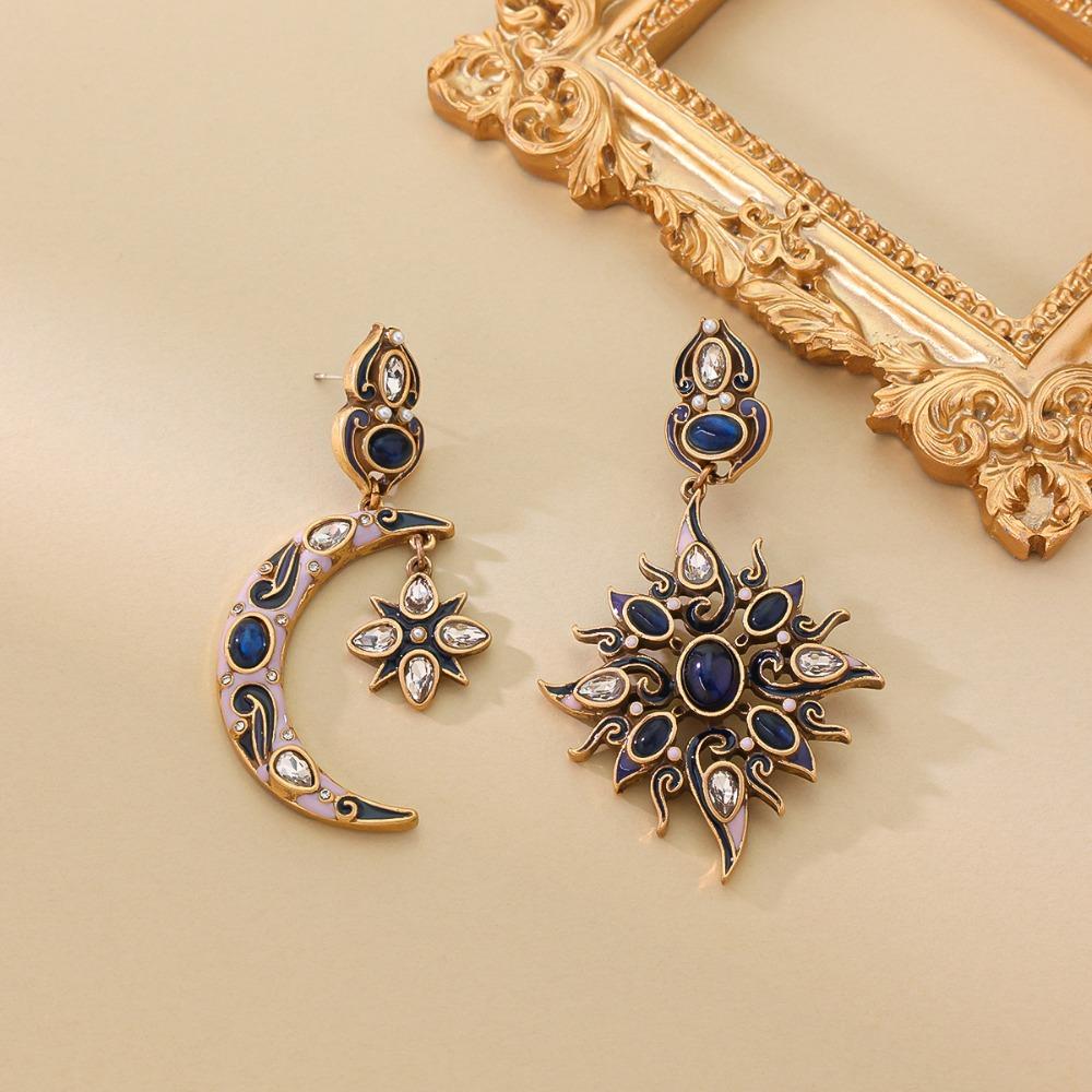 Embedded Sun Moon Earrings Versatile Stud Earring Aesthetics Ear Jewelry  Mom