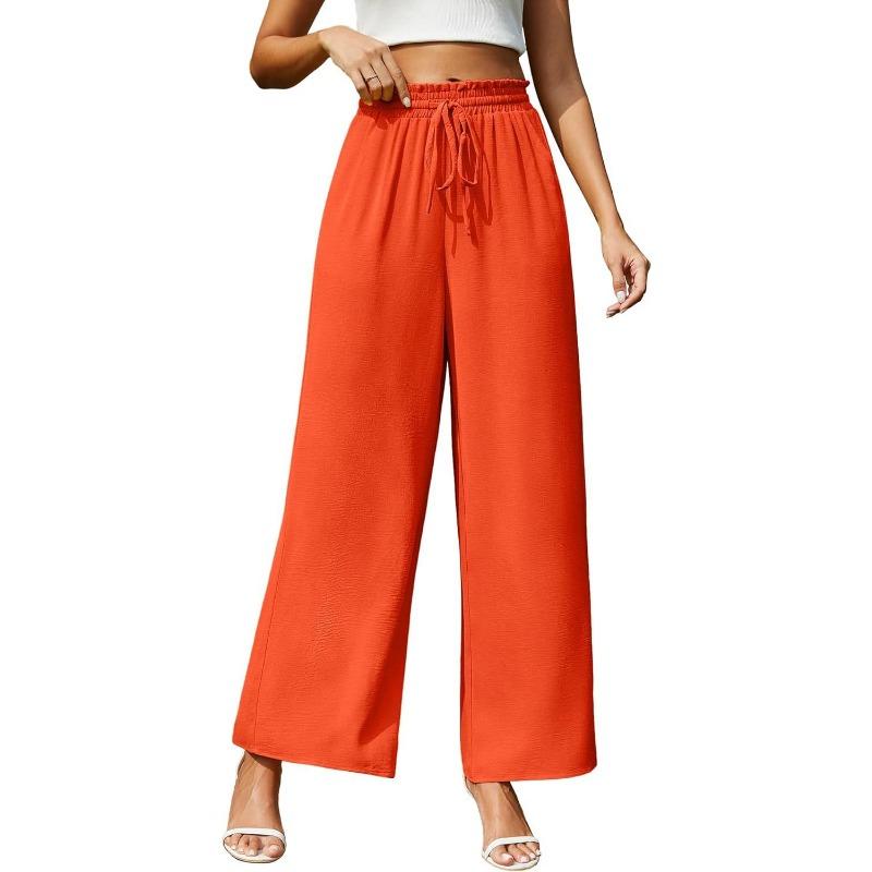 Women's Spring and Summer New Wide Leg Trousers Elastic Waistband Wide Leg High Waist Long Skirt Trousers Female