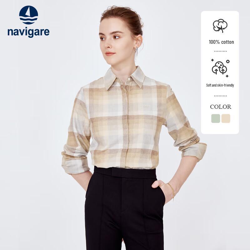 Navigare Women s Brushed Plaid Long Sleeve Shirt L