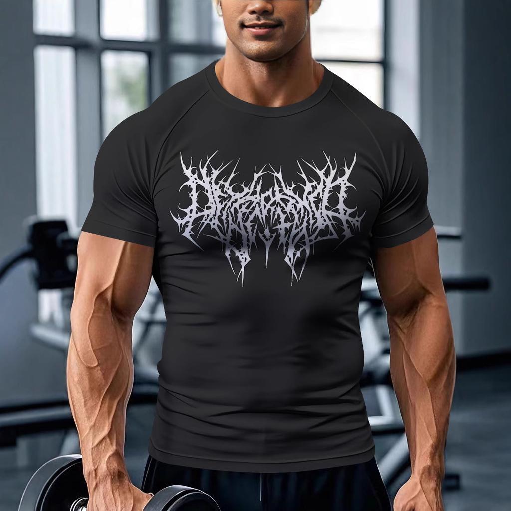 Letní tričko s kulatým výstřihem a rameny na fitness série 3D digitální tisk přiléhavé rameno s krátkým rukávem