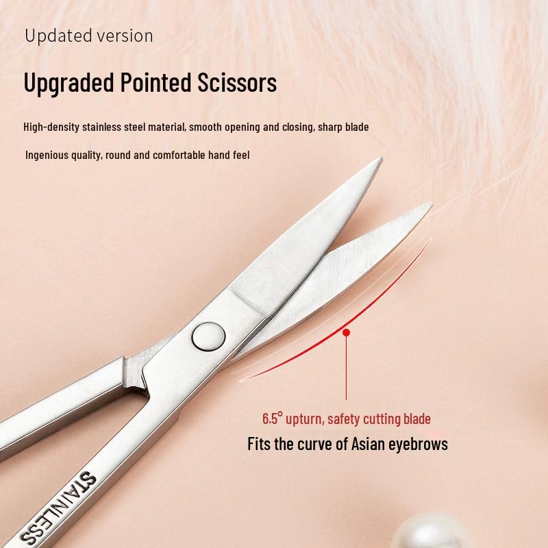 Eyelash & Eyebrow Trimming Stainless Steel Scissors - Curved Tip, Unisex Nose Hair Trimmer