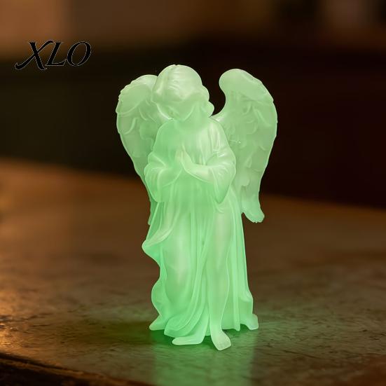 Glow-in-the-dark Angel Glow?in?the?Dark Praying Figurine, Luminous Guardian Statue, 3D Printed Delicate Wings Figurine Desktop Ornament