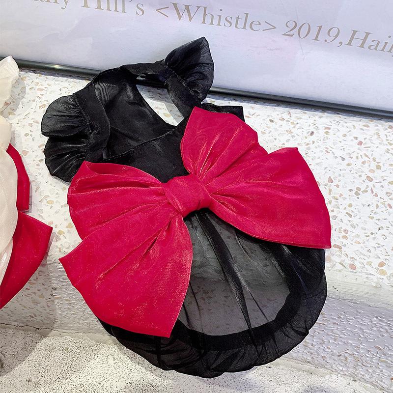 

Платье принцессы с бантом для собак, летняя одежда для собак, кружевная тонкая юбка для щенков, костюм для девочек, чихуахуа, бишон, платья для кошек, одежда для собак 2025 XS чёрный