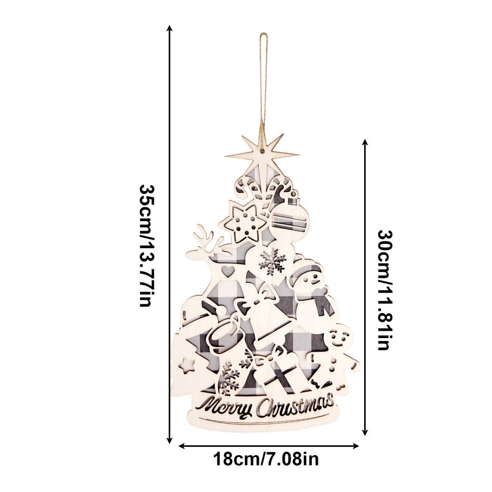 2d Christmas Tree Ornaments With String Wooden Charm Christmas Decorations For Wall Bedroom Room Yard Outside Front Classroom