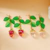 Flower Earrings Alloy Pearl Drop Jewelry For Women With Fruit Design For Casual Wear