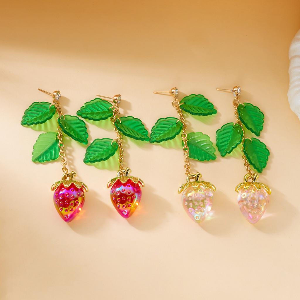 Flower Earrings Alloy Pearl Drop Jewelry For Women With Fruit Design For Casual Wear