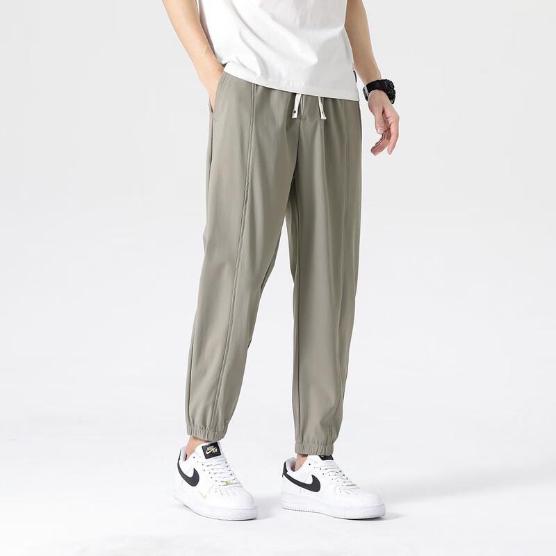 Men's Plus Size Ice Silk Cropped Jogger Pants