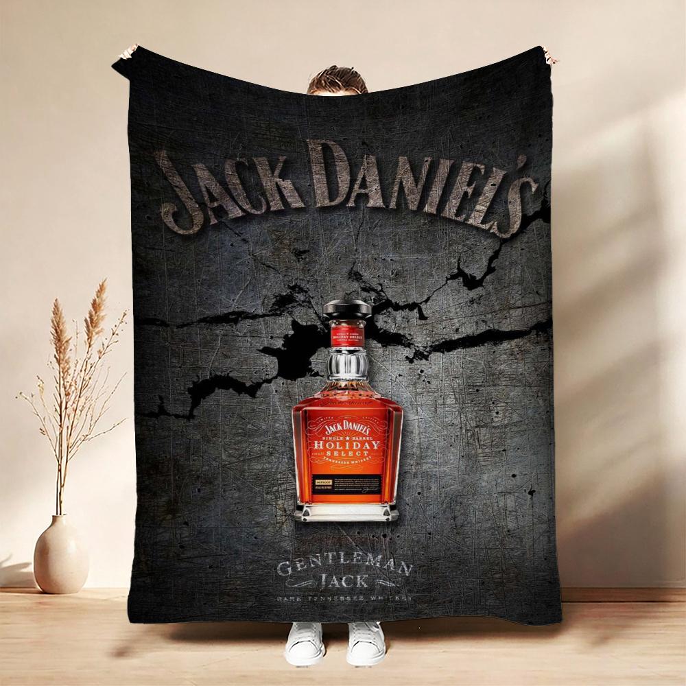 Classic Jack Daniel'S Tennessee Whiskey Flannel Printed Blanket Thick Warm Throw Blanket For Living Room Kids Room Party Decor Holiday Gift