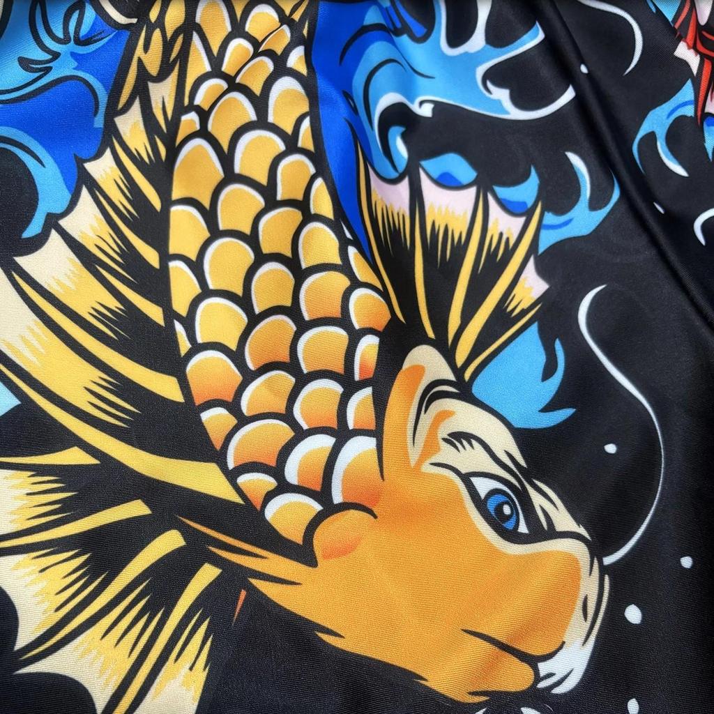 Twin Carp Fish Muay Thai Kickboxing Boxing MMA UFC Casual Shorts Gym Sport Unisex Men Women Workout Quick Dry Print Elastic High Waist Training