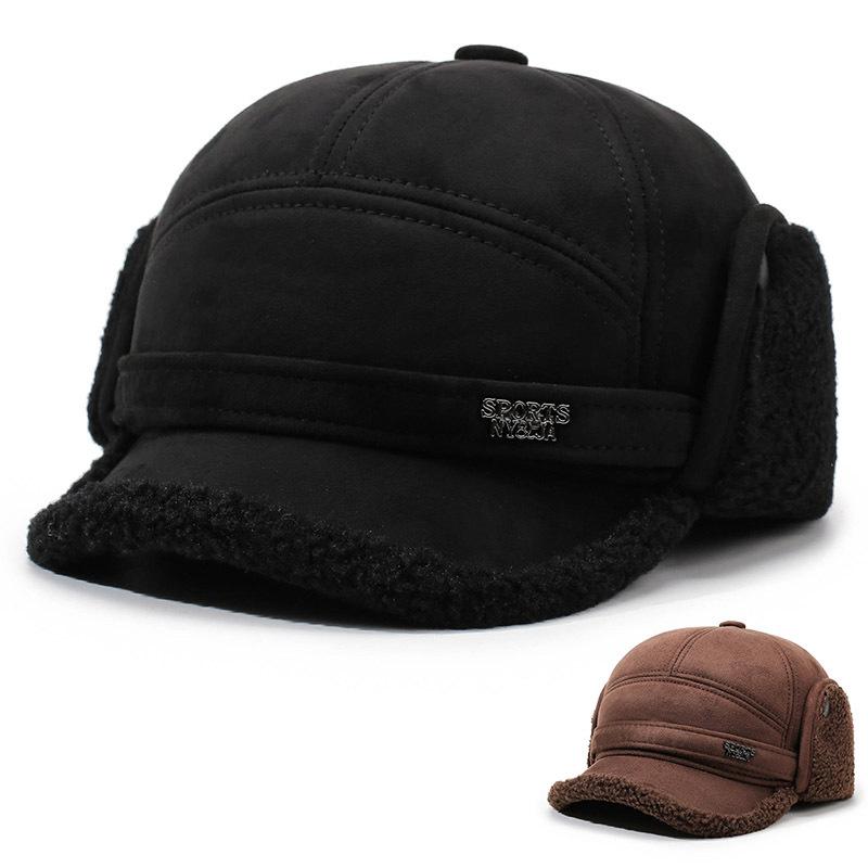 Autumn Winter Warm Bomber Hat Men's Father Outdoor Thick Middle-Aged and Elderly Velvet Hat Ear Protection Hat