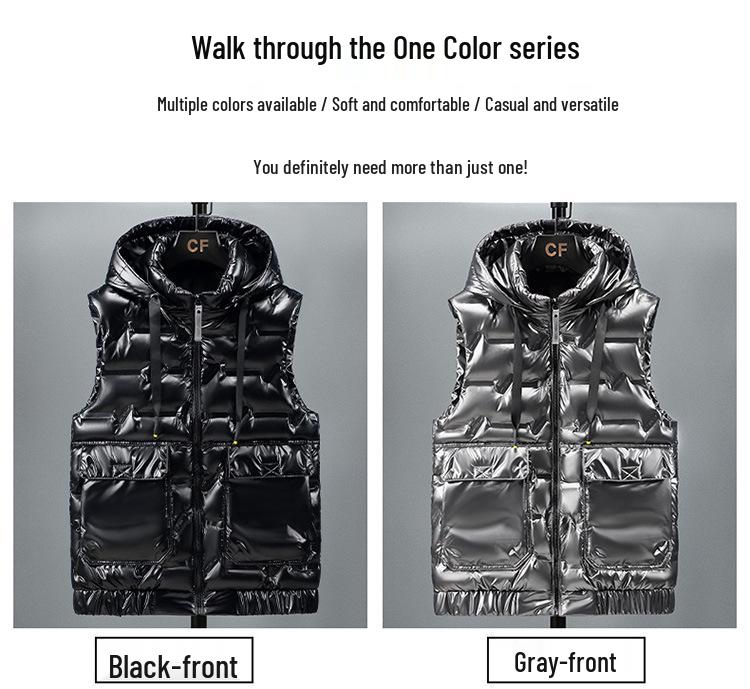 Men's Wash-free Down Cotton Vest: Warm Padded Gilet for Autumn and Winter, Plus Size Workwear.