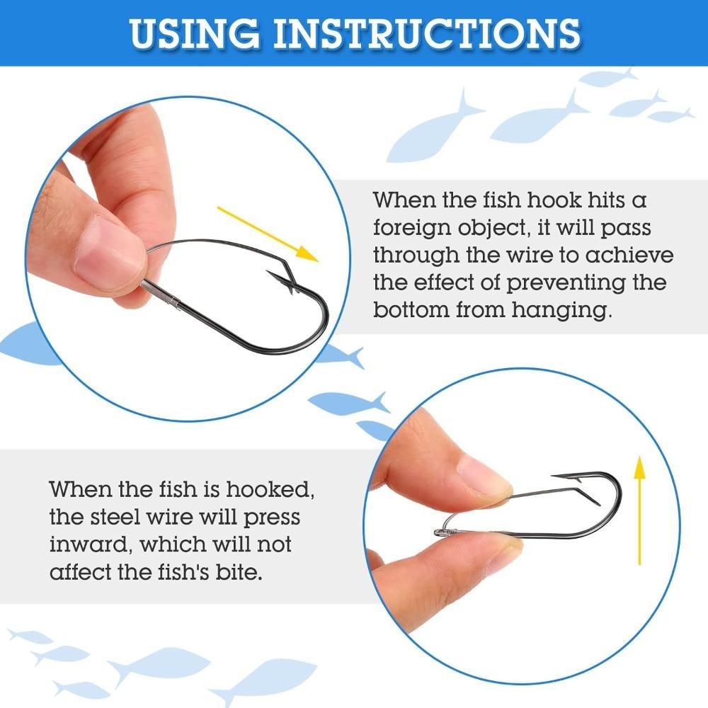 20pcs Single Hook Wacky Rig Hook Weedless Barbed Carp Fishing Hook Tackle Accessories Fishing Hook