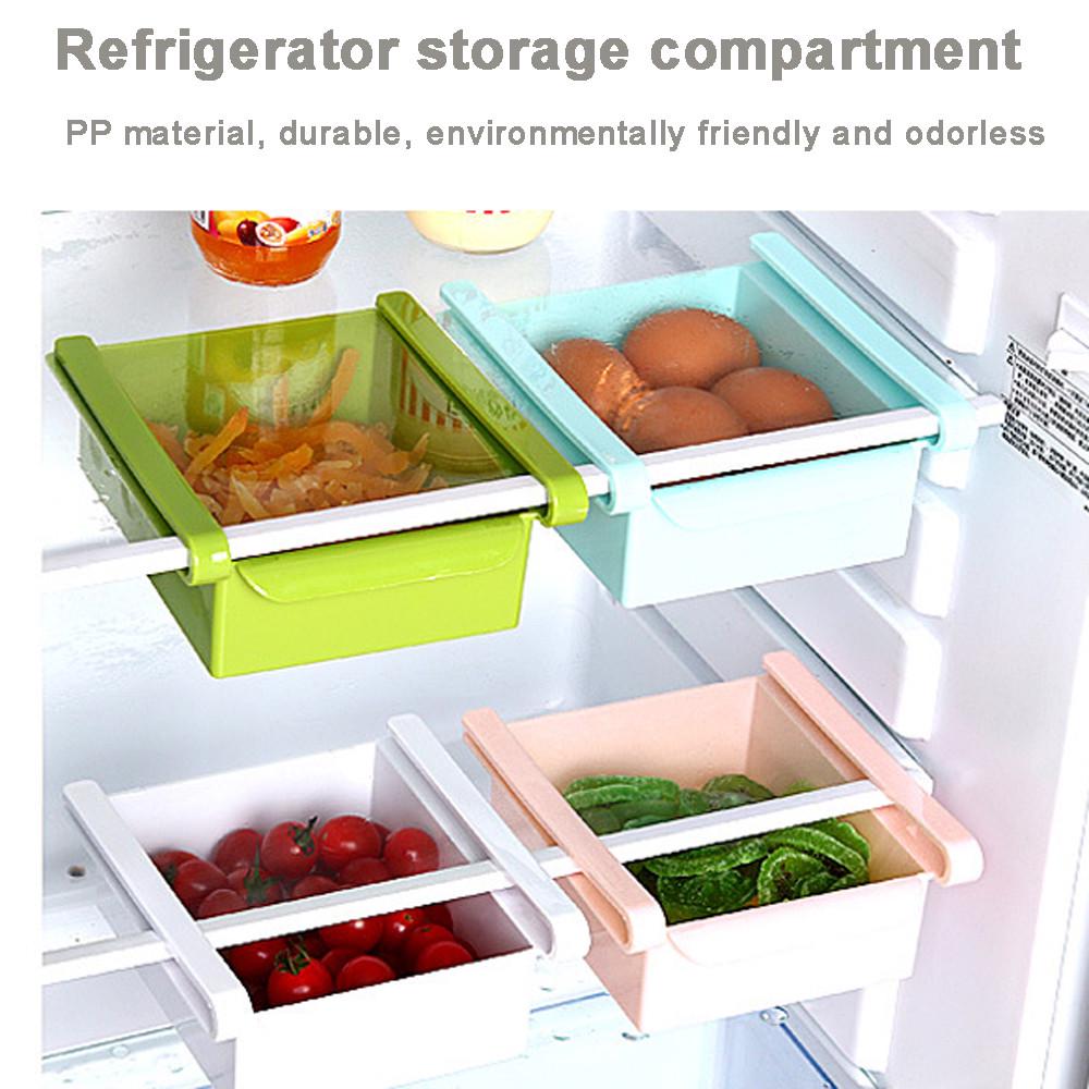 Slide Kitchen Fridge Freezer Space  Organizer Storage Rack Shelf Holder