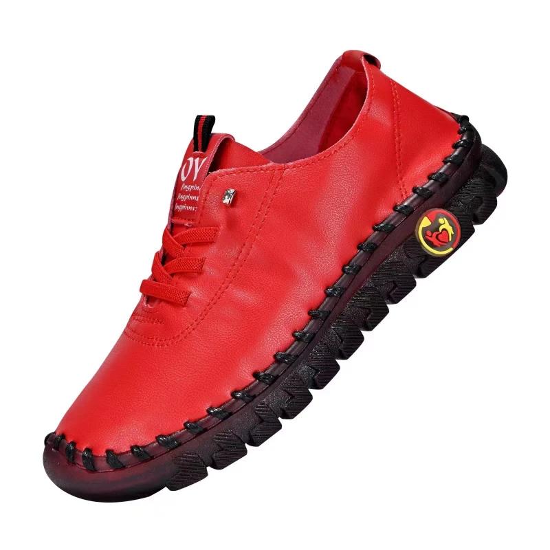 Sneakers Women Shoes Loafers Lace Up Leather Flat New Spring 2025 Casual Comfortable Mom Shoes Mujer Zapatos Chaussure Femme