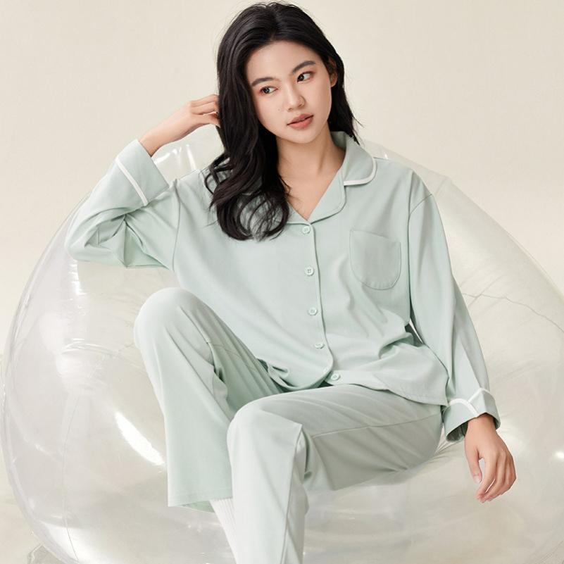 Spring and Autumn Modal Pajamas Women's Autumn Long-sleeved Cardigan Lapel Loose Ladies Home Service Suit Thin Section