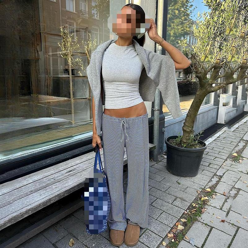 European and American Y2K Women's Spring and Summer Solid Color Pants