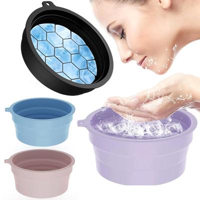 Multifunctional Foldable Face Ice Bath Bowl Silicone Built-in Ice Tray Skincare Washbasin Face Dipping Bowl for Women Girls